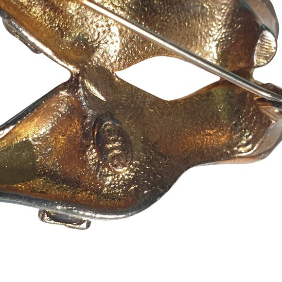 Vintage TC Signed Rhinestone High Heel Shoe Brooch Brown Pink Stones Mom Grandma - Picture 3 of 4